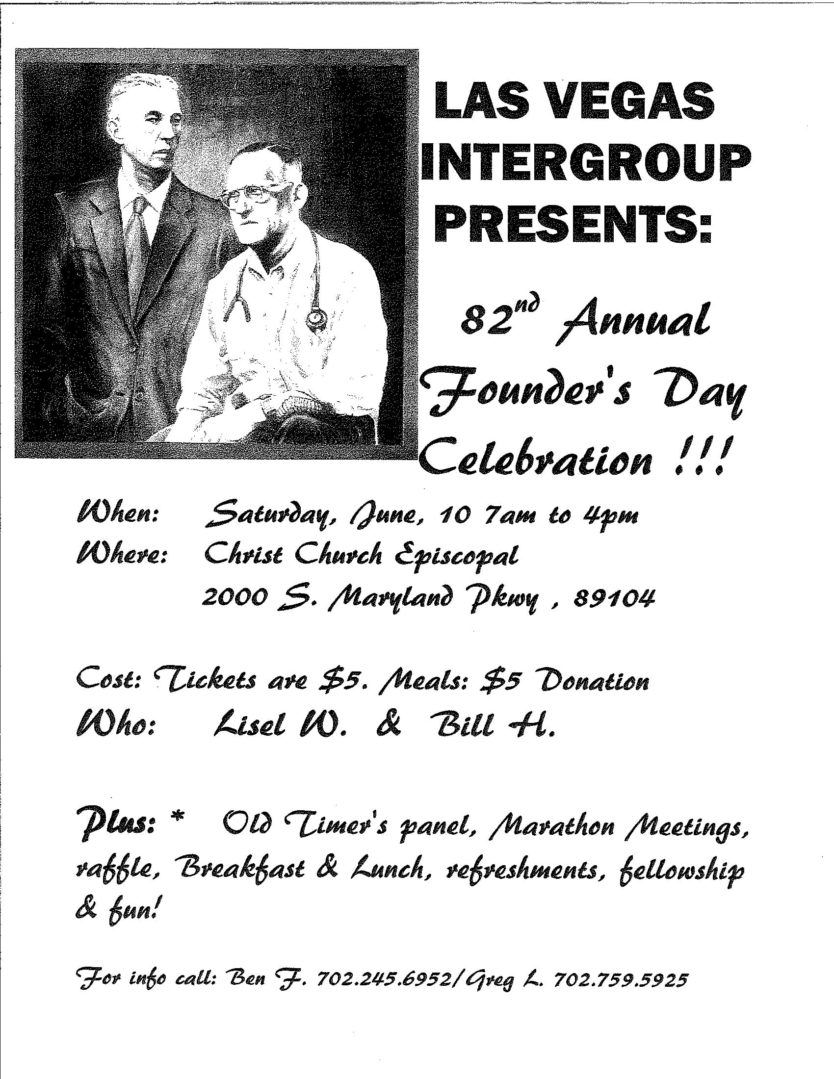 FOUNDERS DAY Las Vegas Central Office for Alcoholics Anonymous